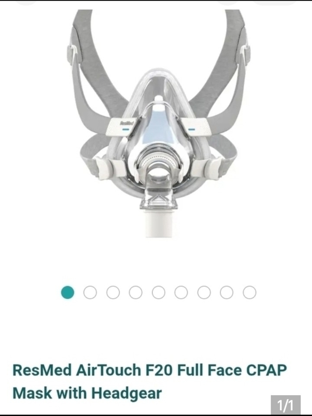 ResMed Full Face CPAP Mask in Light Gray with Teal Accents - Size Medium